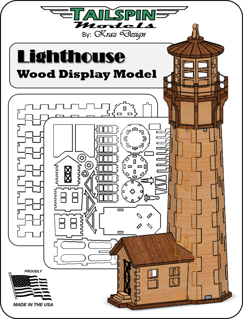 Laser-Cut Wood Ligh House Model